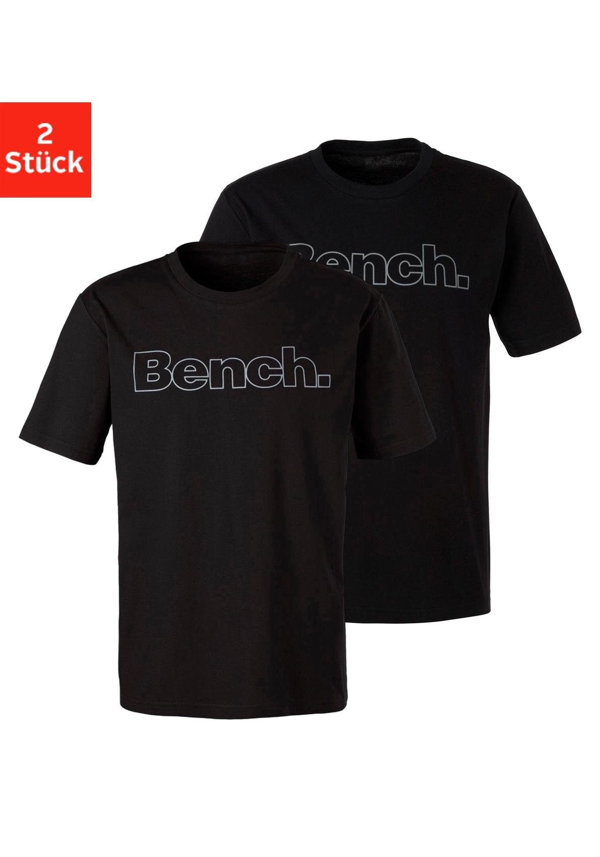 Image of Bench. T-Shirt »Homewear«, (2er-Pack), mit Bench. Print vorn