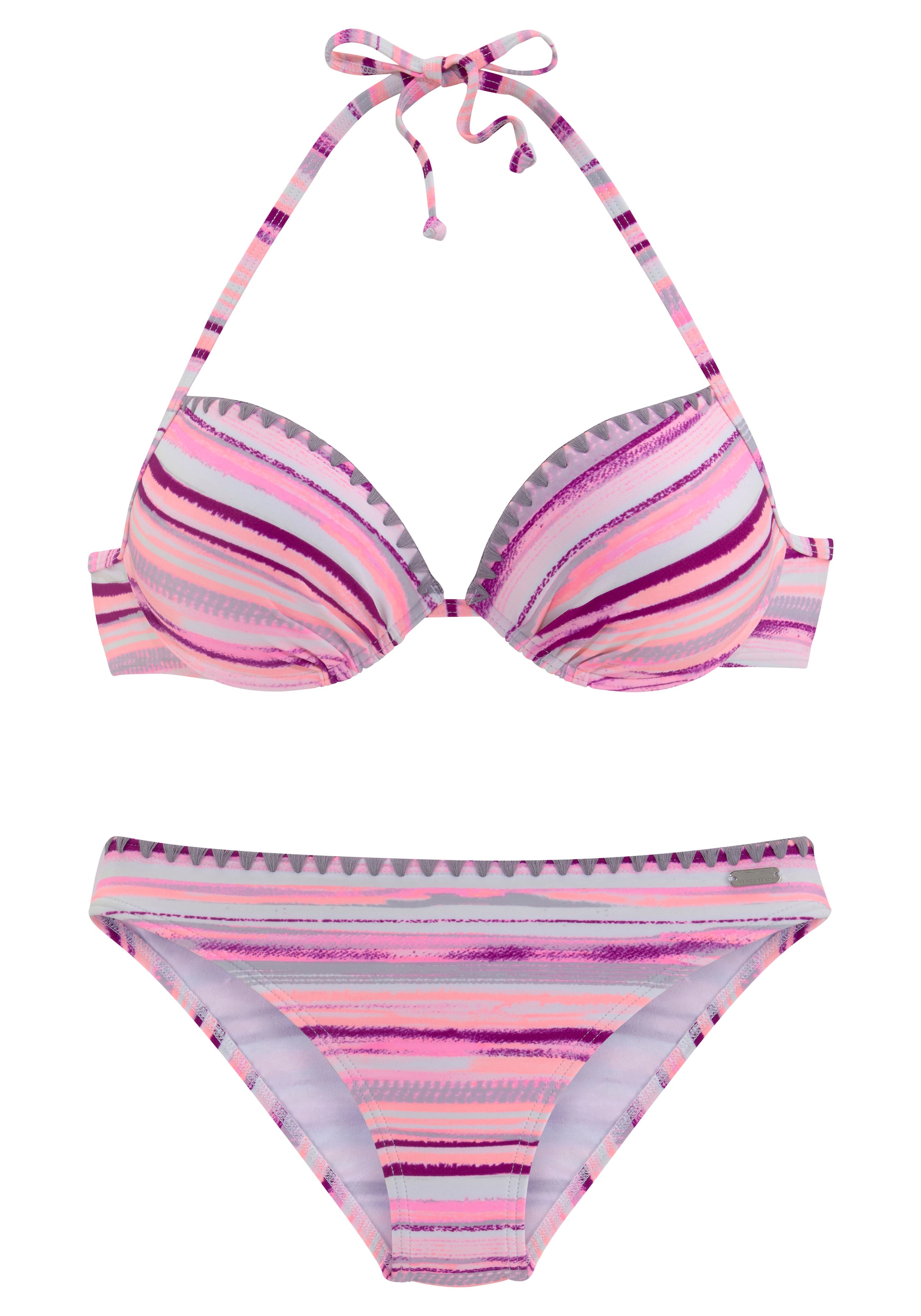 Venice Beach Push-Up-Bikini, mit Häkelkanten am Cup und an der Hose