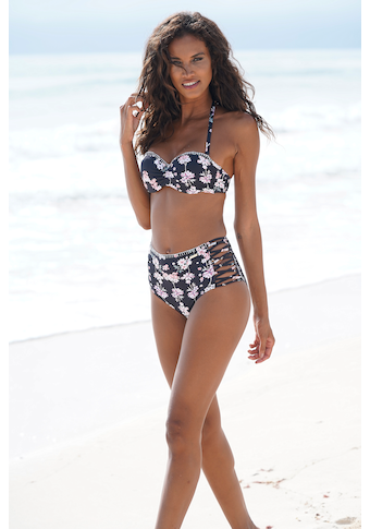 Sunseeker Highwaist-Bikini-Hose »Ditsy«, mit Häkelkante und seitlichen Zierbändern