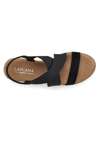 LASCANA Sandalette, Sandale, Sommerschuh mit Keilabsatz und elastischen Riemen VEGAN