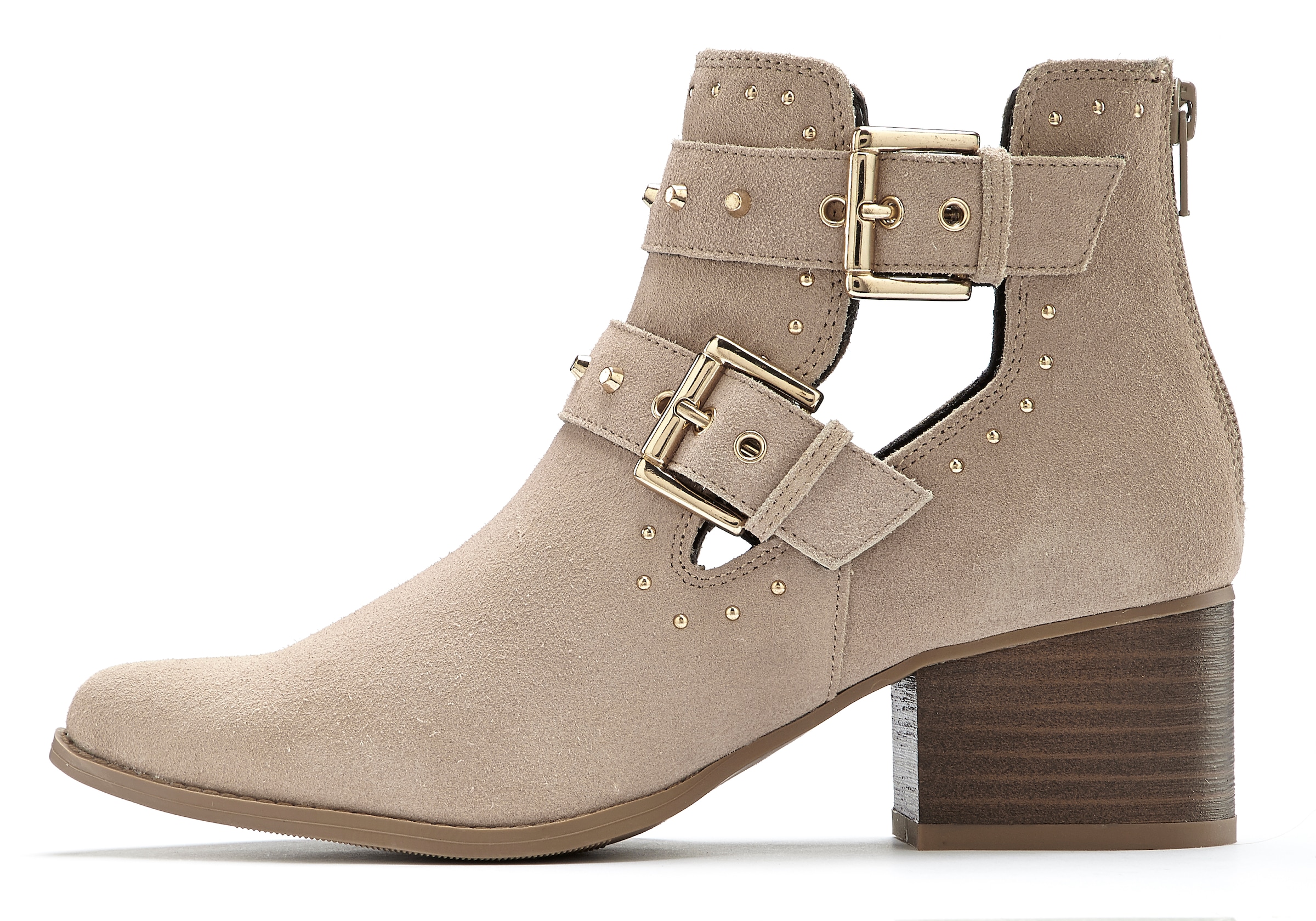 Image of LASCANA Stiefelette, aus Leder mit Nieten und Zierschnallen