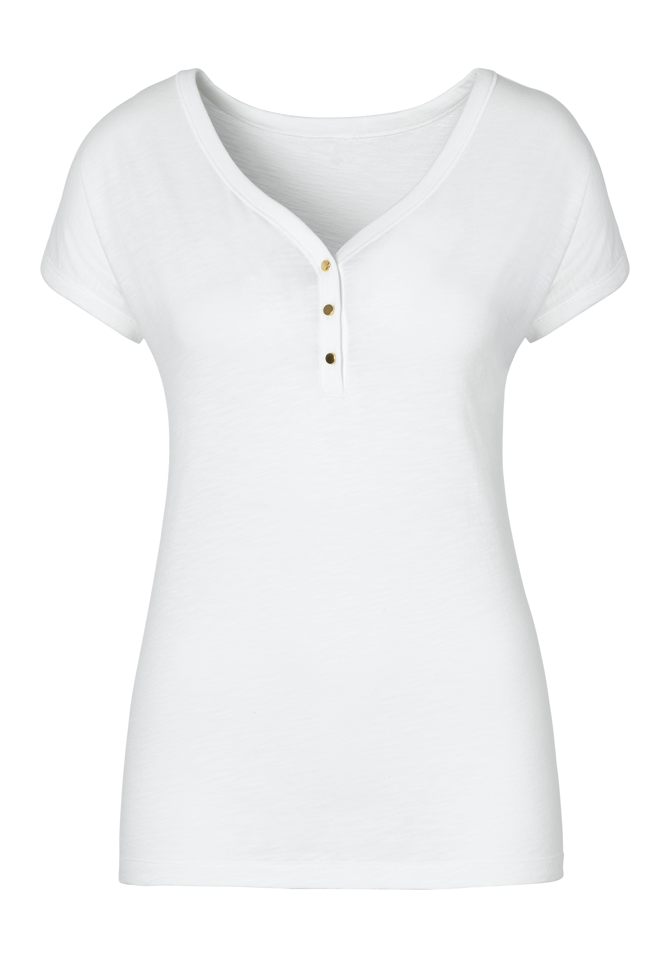 Vivance T-Shirt, (2er-Pack), mit Knopfleiste Knöpfen und | » kaufen Bademode, goldfarbenen Lingerie online & LASCANA Unterwäsche
