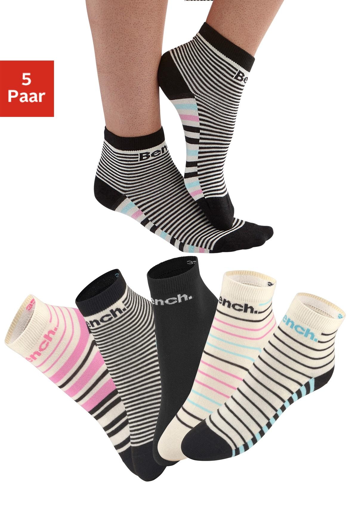 Kurz Baumwolle günstig Kaufen-Bench. Kurzsocken, (Set, 5 Paar). Bench. Kurzsocken, (Set, 5 Paar) <![CDATA[Streifendesign. Aus 74% Baumwolle, 24% Polyamid, 2% Elasthan.]]>. 