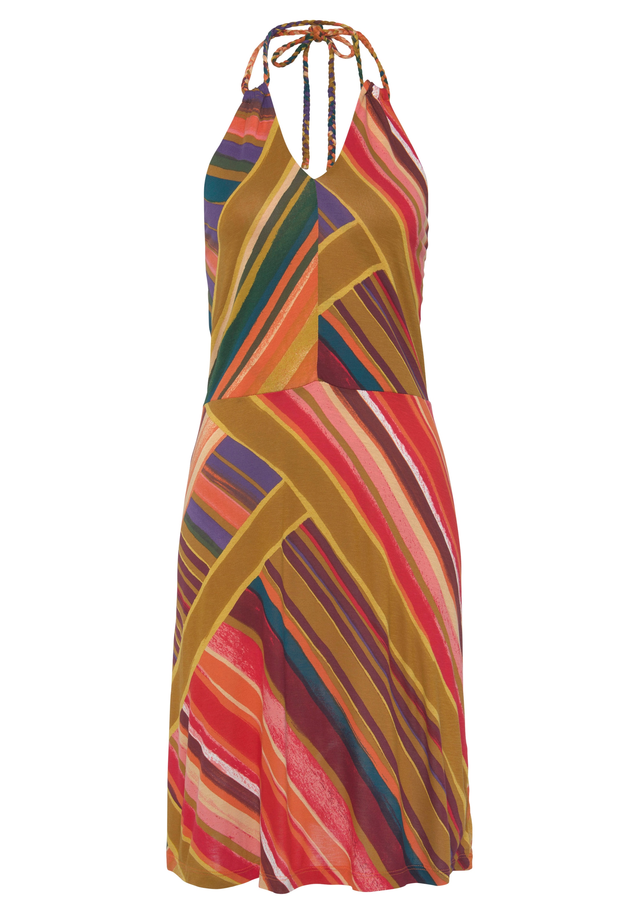 LASCANA Neckholderkleid, mit Alloverdruckund Cut-Out am Ausschnitt, Sommerkleid, Strandkleid