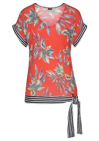 LASCANA Strandshirt, mit Blumenmuster und Schleifendetail, Kurzarmshirt, Blusenshirt