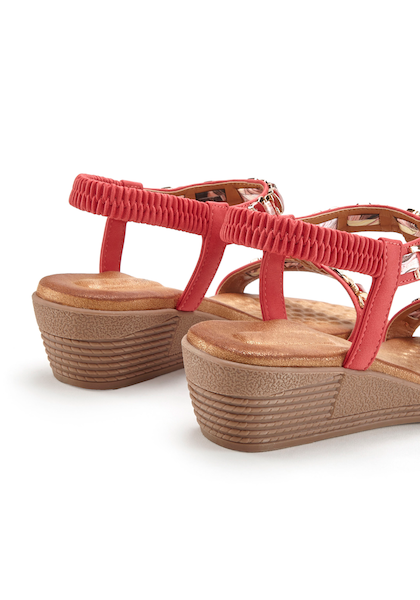 Vivance Sandalette, Sandale, Sommerschuh mit Keilabsatz und elastischen Riemchen