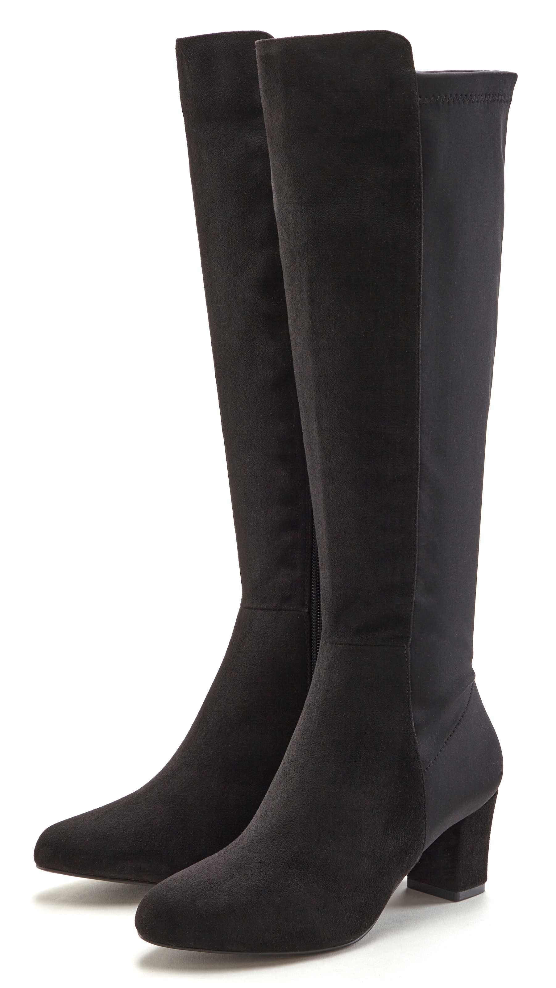 LASCANA Stiefel, mit Stretcheinsatz und Langschaft, Stiefelette, Langer Stiefel VEGAN