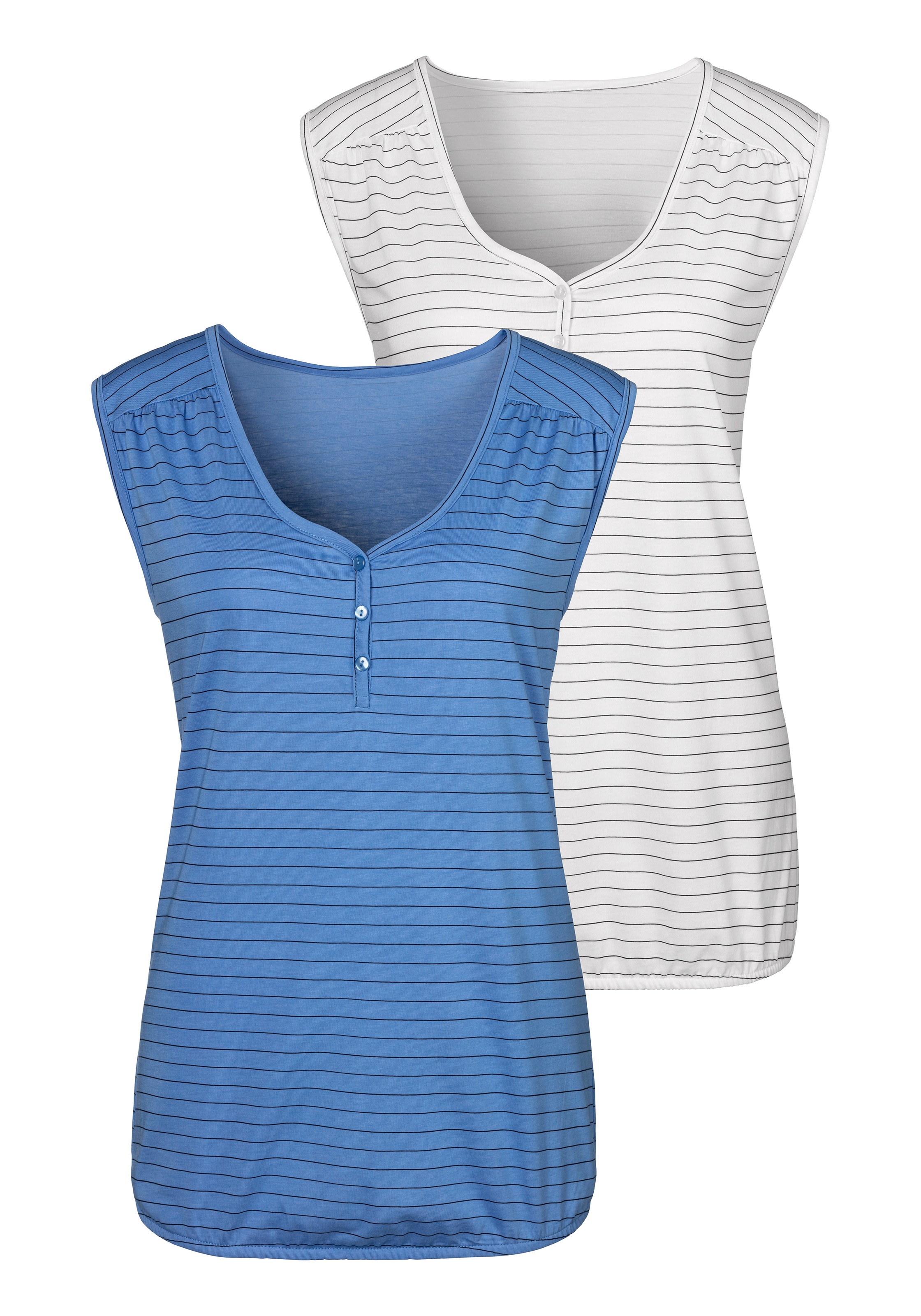 H.I.S Tanktop, (2er-Pack), mit Knopfleiste und kleiner Raffung