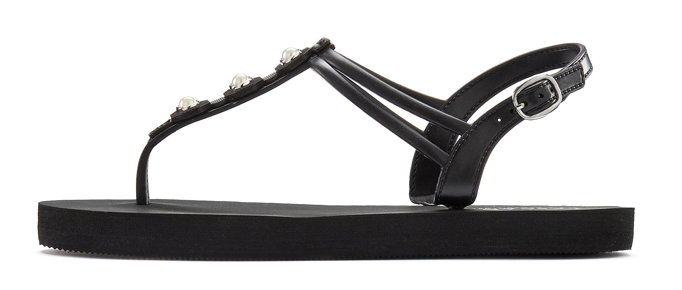 Image of LASCANA Badesandale, ultraleichter Zehentrenner mit kleinen Perlen VEGAN