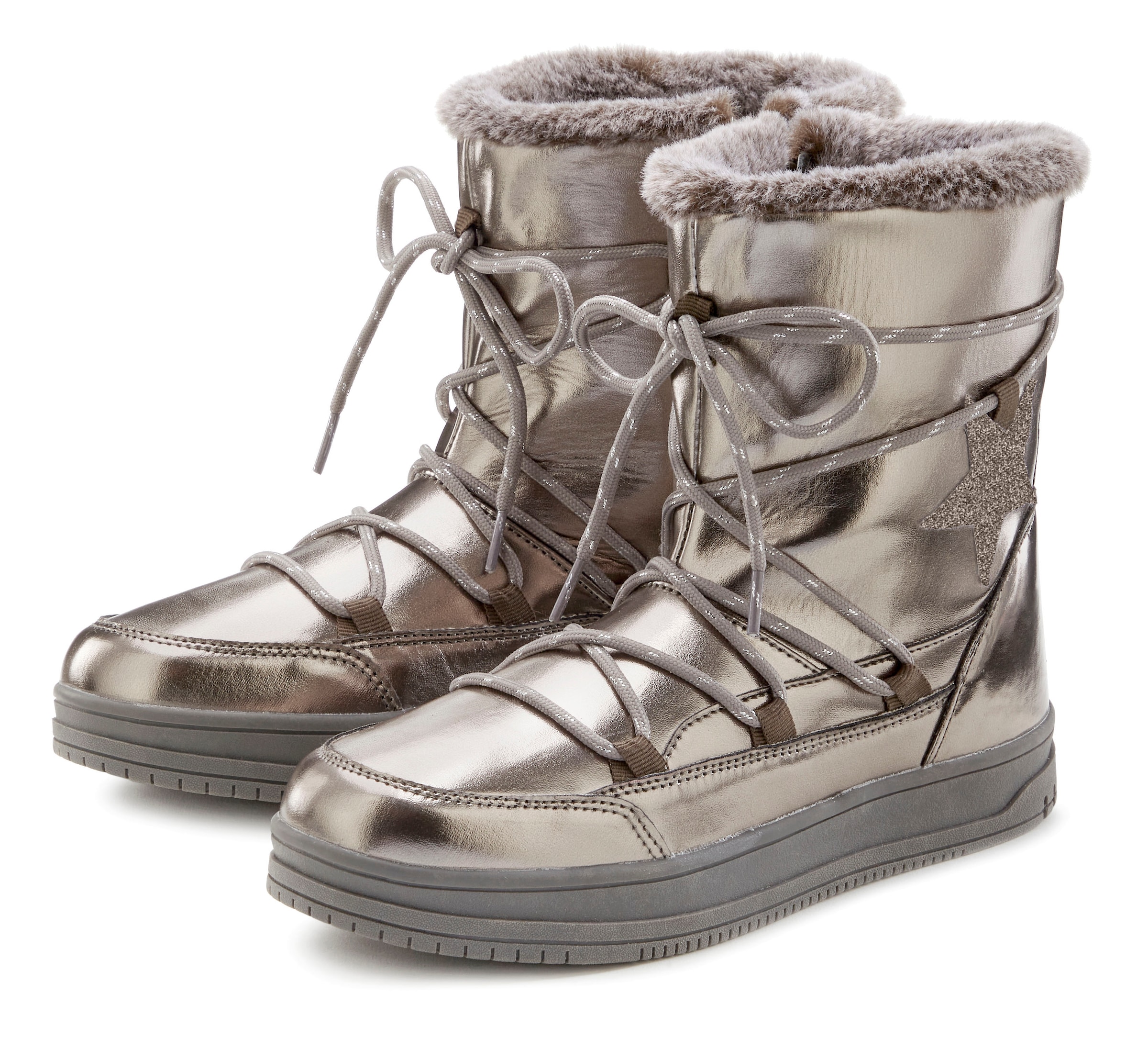 LASCANA Winterboots, mit Warmfutter & Glitzerdetail, Snow Boots, Winterstiefel, Stiefelette