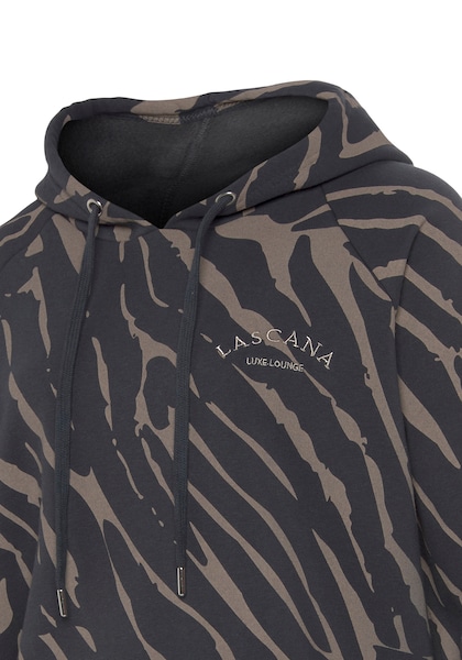 LASCANA Kapuzensweatshirt »-Hoodie-Sweatshirt mit Kapuze«, mit Zebramuster, Loungeanzug