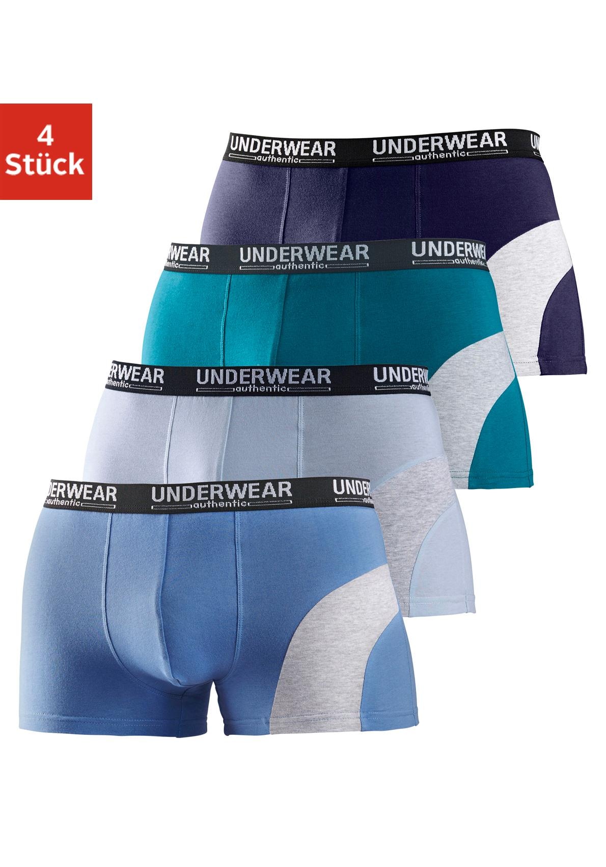 AUTHENTIC UNDERWEAR Boxershorts, (Packung, 4 St.), in Hipster-Form mit  kontrastfarbenen Einsatz » LASCANA | Bademode, Unterwäsche & Lingerie  online kaufen
