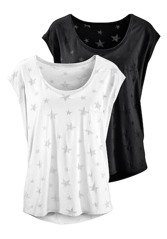 Beachtime T-Shirt, (2er-Pack), Ausbrenner-Qualität mit leicht transparenten Sternen