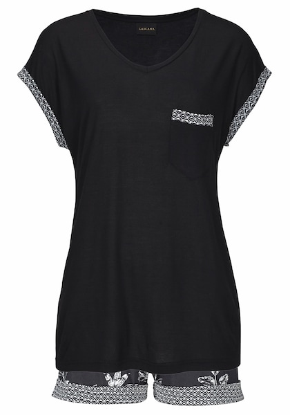 Shorty LASCANA. Luxueux et raffiné, au design noir-blanc, identique à celui du T-shirt.