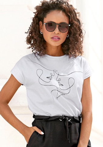 LASCANA Kurzarmshirt, mit Frontdruck, T-Shirt aus Baumwolle