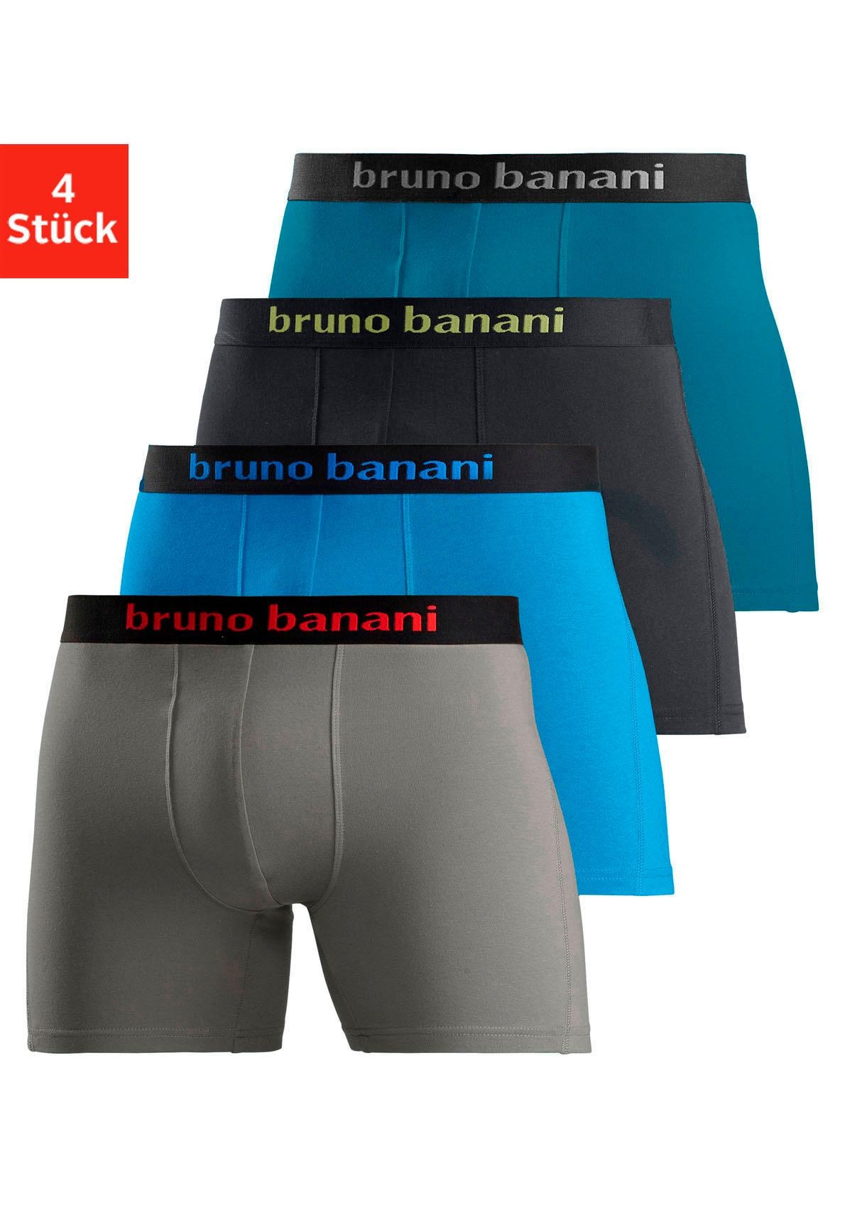 DC 9 günstig Kaufen-Bruno Banani Langer Boxer, (Packung, 4 St.). Bruno Banani Langer Boxer, (Packung, 4 St.) <![CDATA[Bruno Banani Boxer im 4er Pack. Farbiger Marken-Schriftzug im Bündchen. Obermaterial: 95% Baumwolle, 5% Elasthan]]>. 