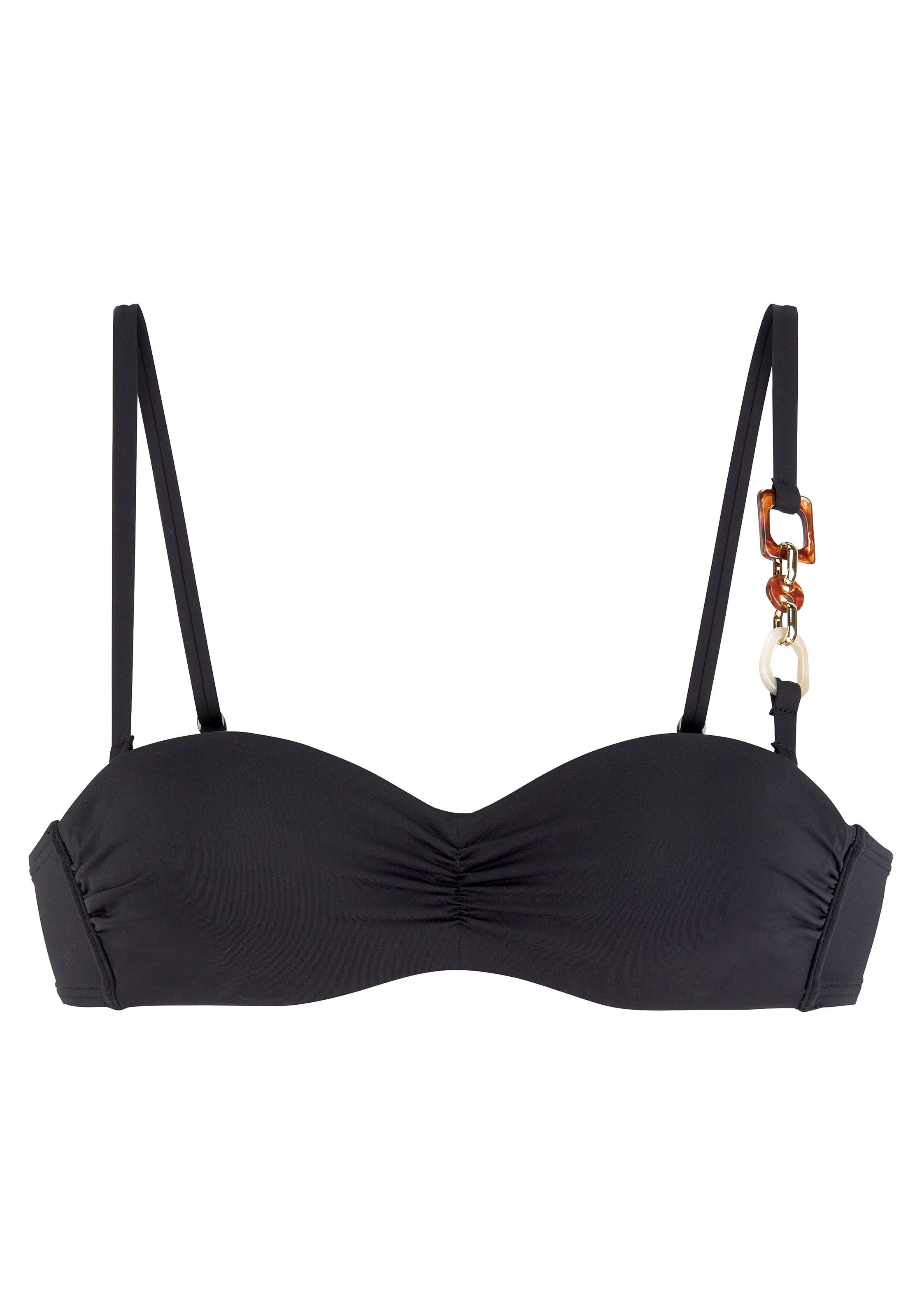 LASCANA Bügel-Bandeau-Bikini-Top »Yves«, mit edlen Zieraccessoires