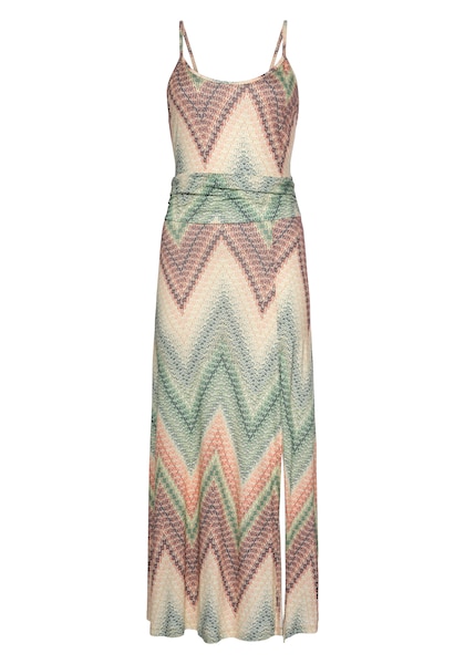 LASCANA Midikleid, mit sommerlichem Print und Schlitz, Sommerkleid, Strandkleid