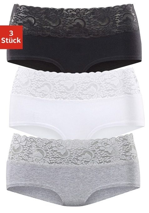 Vivance Slip, (Packung, 3 St.), aus elastischer Baumwolle mit floraler  Spitze » LASCANA | Bademode, Unterwäsche & Lingerie online kaufen