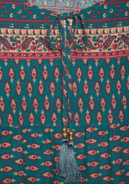Buffalo Schlupfbluse, mit Ethnodruck und Zierperlen, Boho-Style, Langarmbluse