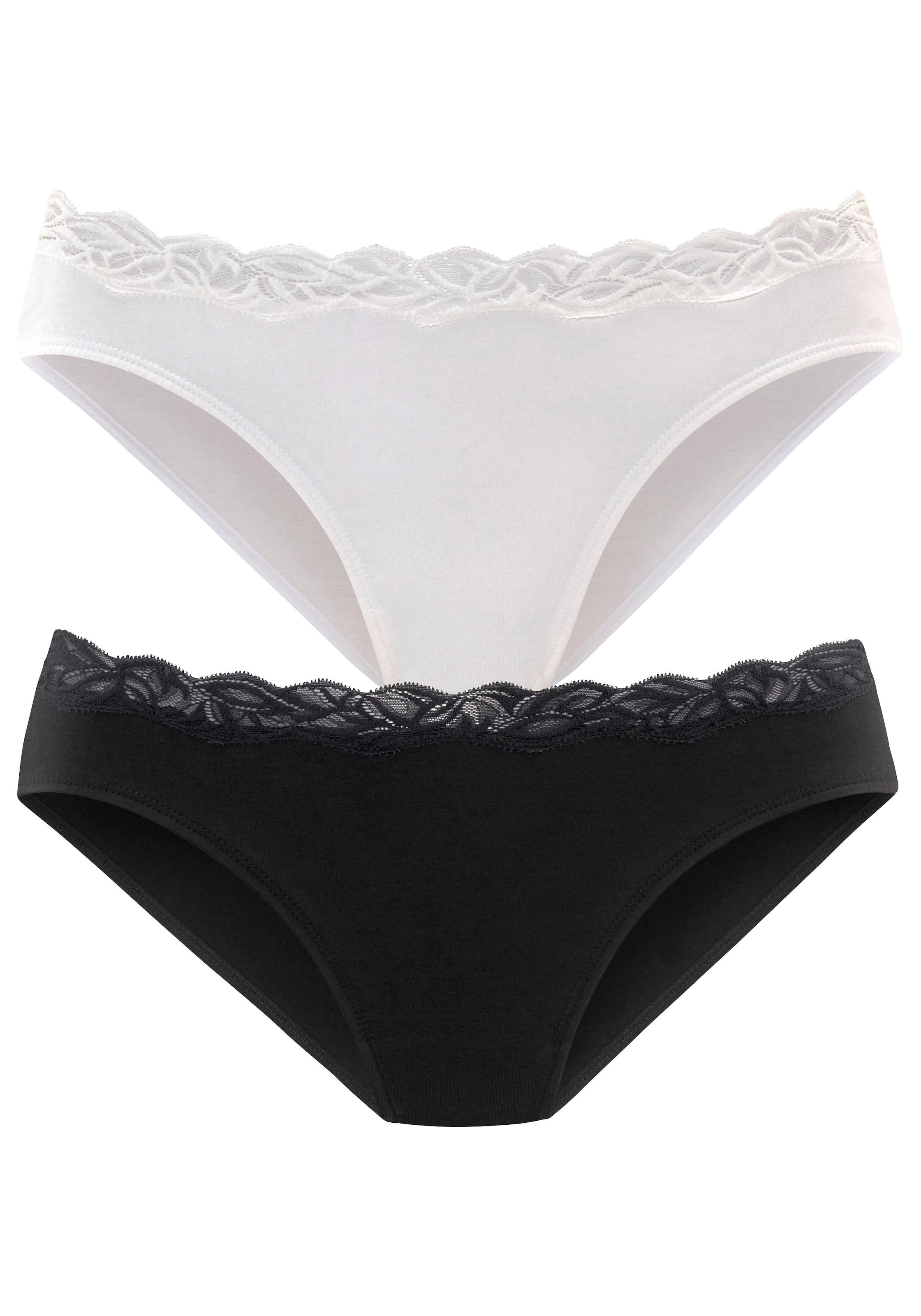 LASCANA Bikinislip, mit floraler Spitze