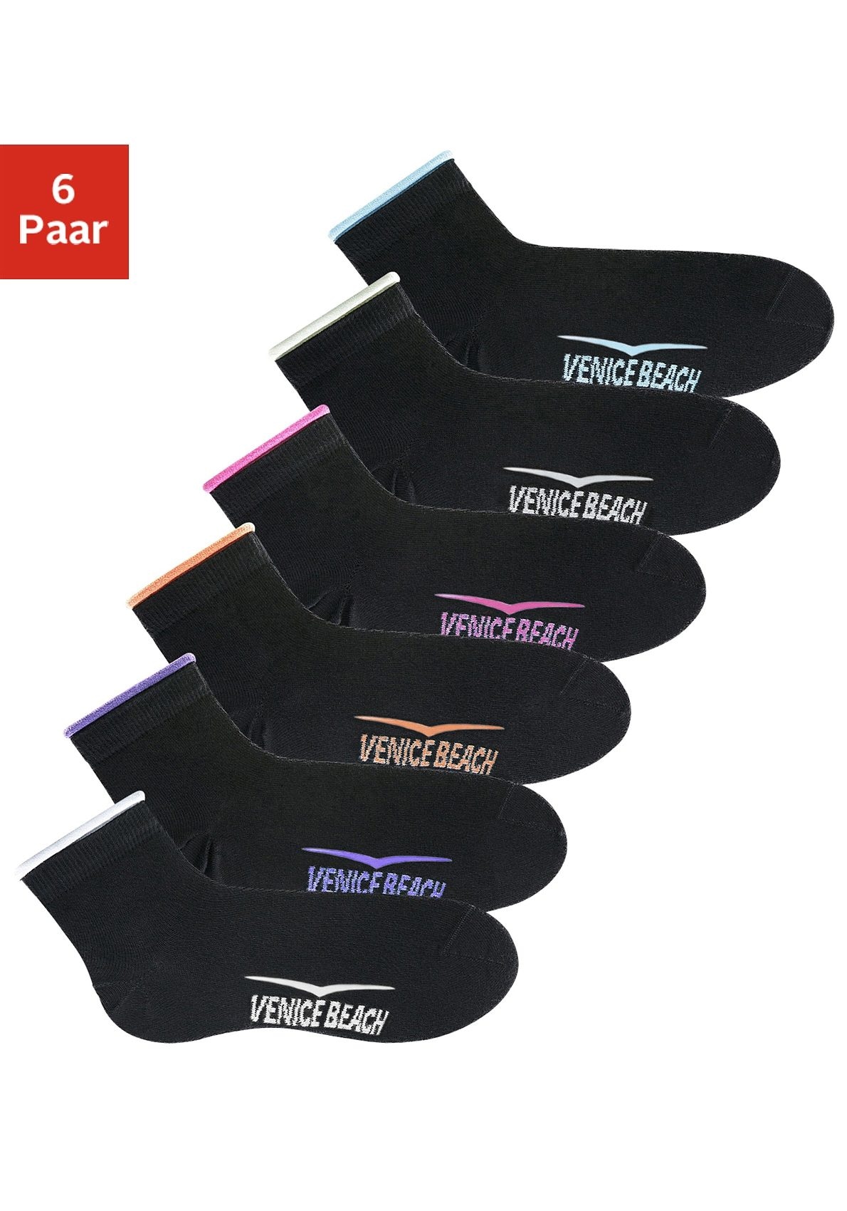 CHEL günstig Kaufen-Venice Beach Kurzsocken, (Set, 6 Paar), mit druckfreiem Bündchen. Venice Beach Kurzsocken, (Set, 6 Paar), mit druckfreiem Bündchen <![CDATA[Kurzsocken für sie im praktischen Multipack von Venice Beach. Die Socken enden über dem Knöchel. Super