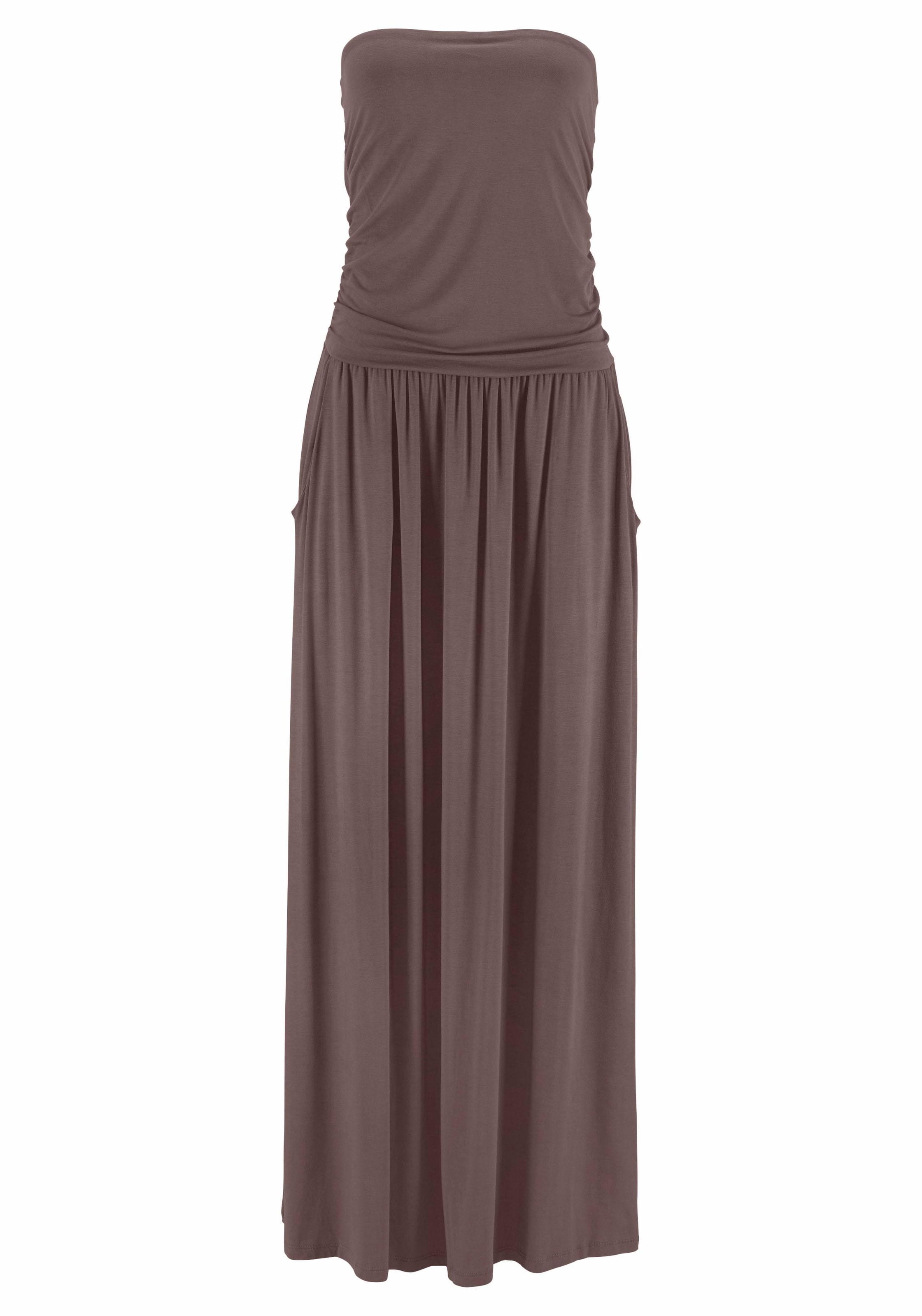 LASCANA Maxikleid, mit schmalem Oberteil und Taschen, schulterfrei, Sommerkleid, Basic