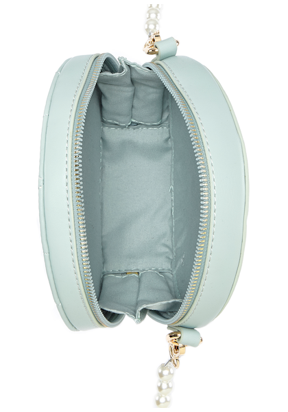 Vivance Umhängetasche, mit gestepptem Design und Perlenhenkel, Runde Handtasche VEGAN