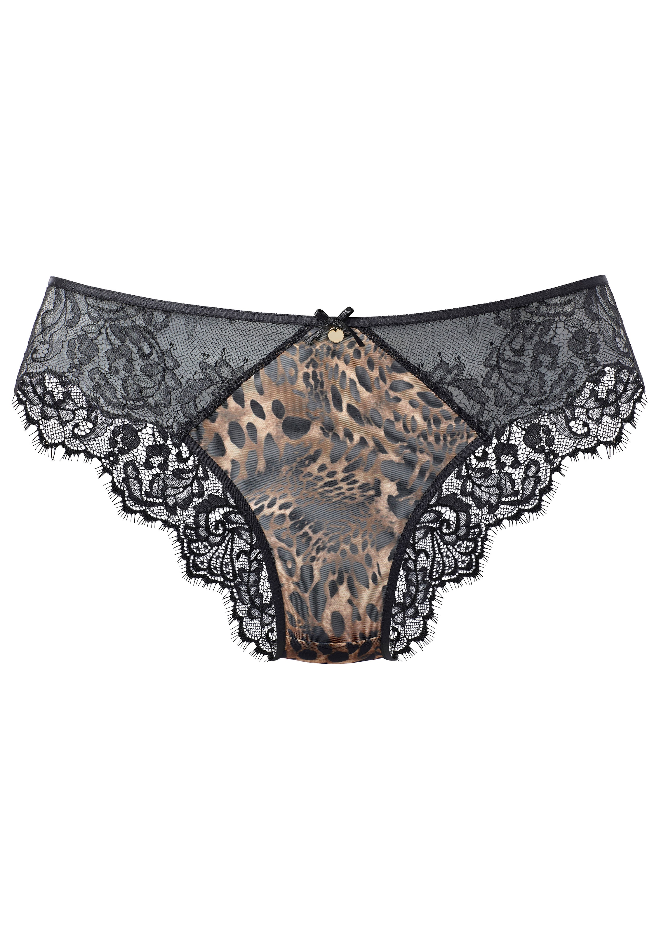 LASCANA Tanga, aus Soft-Mesh in Leo-Optik und feiner Spitze, sexy Dessous, Reizwäsche