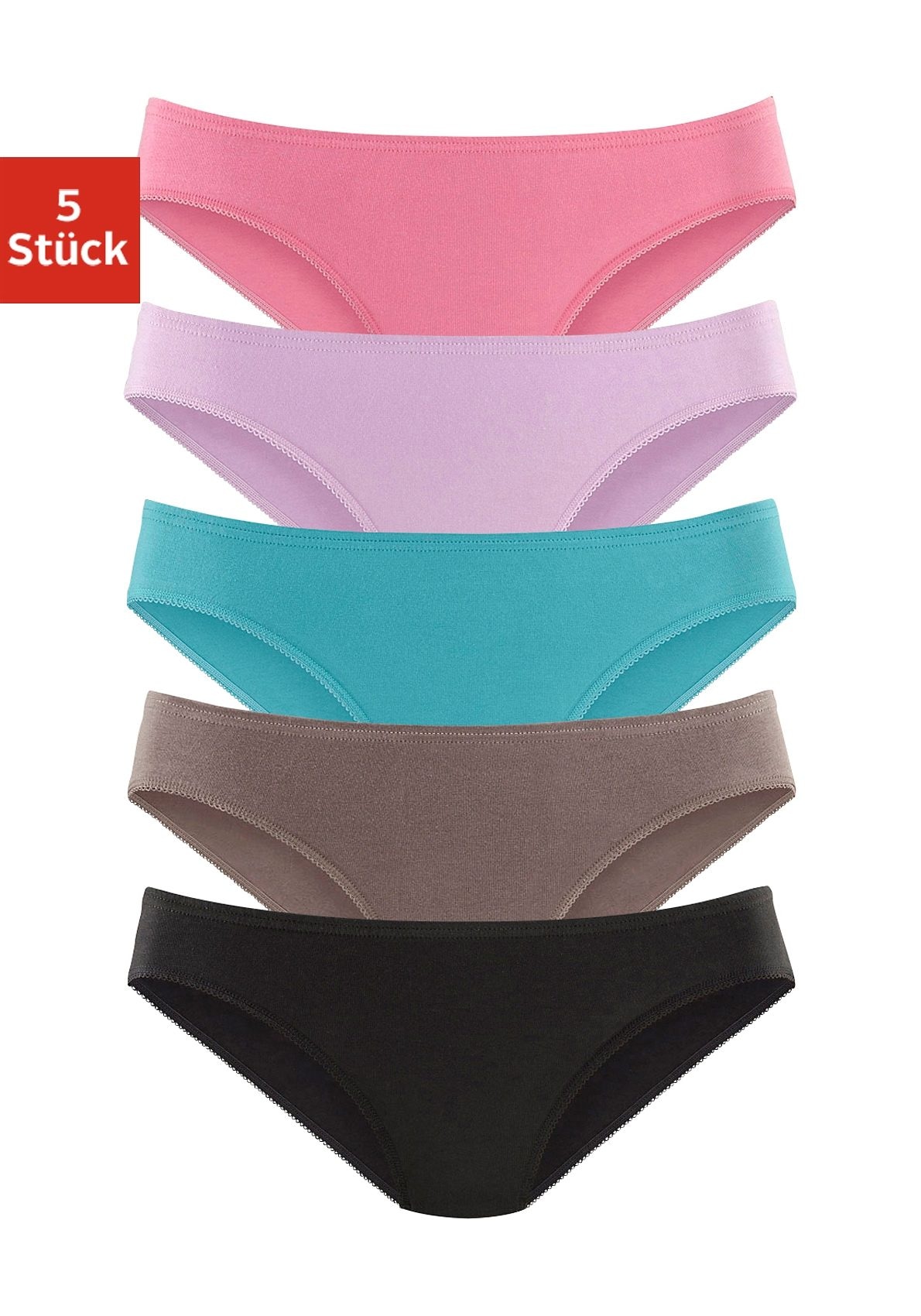 petite fleur Bikinislip, (5er-Pack), aus elastischer Baumwolle