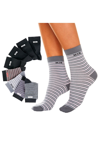 H.I.S Socken, (Set, 8 Paar), geringelt und unifarben