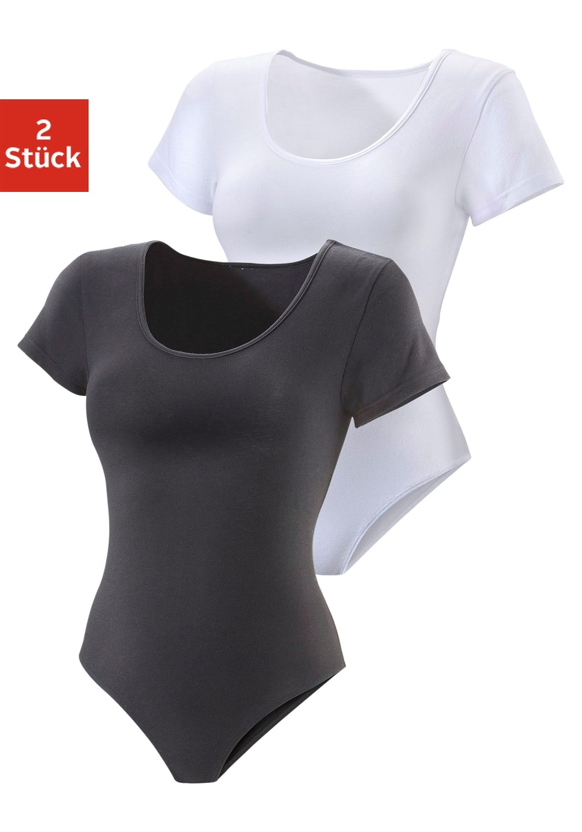 Vivance T-Shirt-Body, (2er-Pack), aus elastischer Baumwoll-Qualität