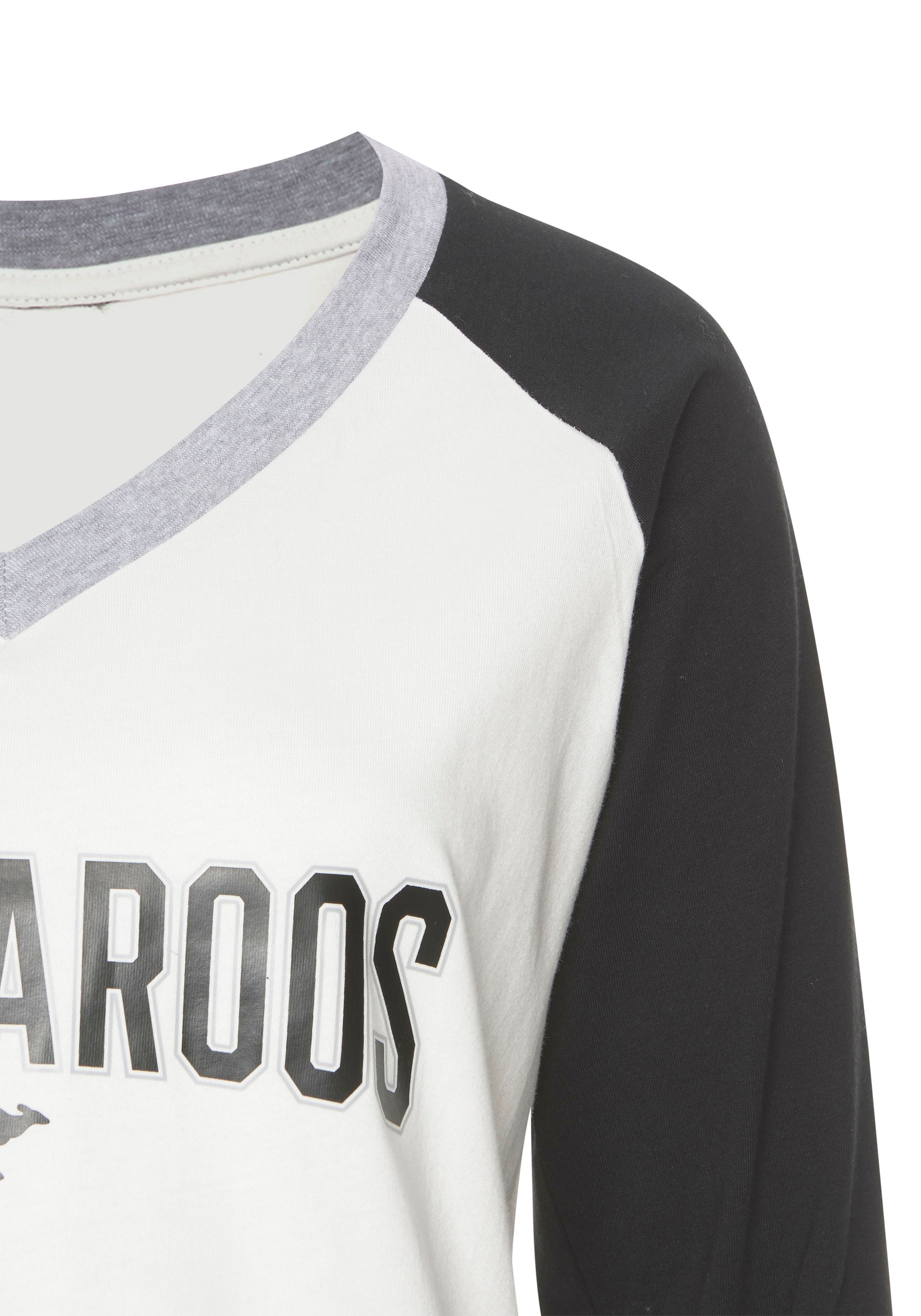 KangaROOS Pyjama, (2 tlg., 1 Stück), kontrastfarbenen mit » Lingerie kaufen | Unterwäsche Raglanärmeln Bademode, & online LASCANA