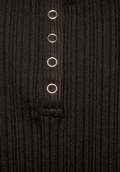 LASCANA Langarmshirt, aus weicher Rippware mit Knopfleiste, figurbetont