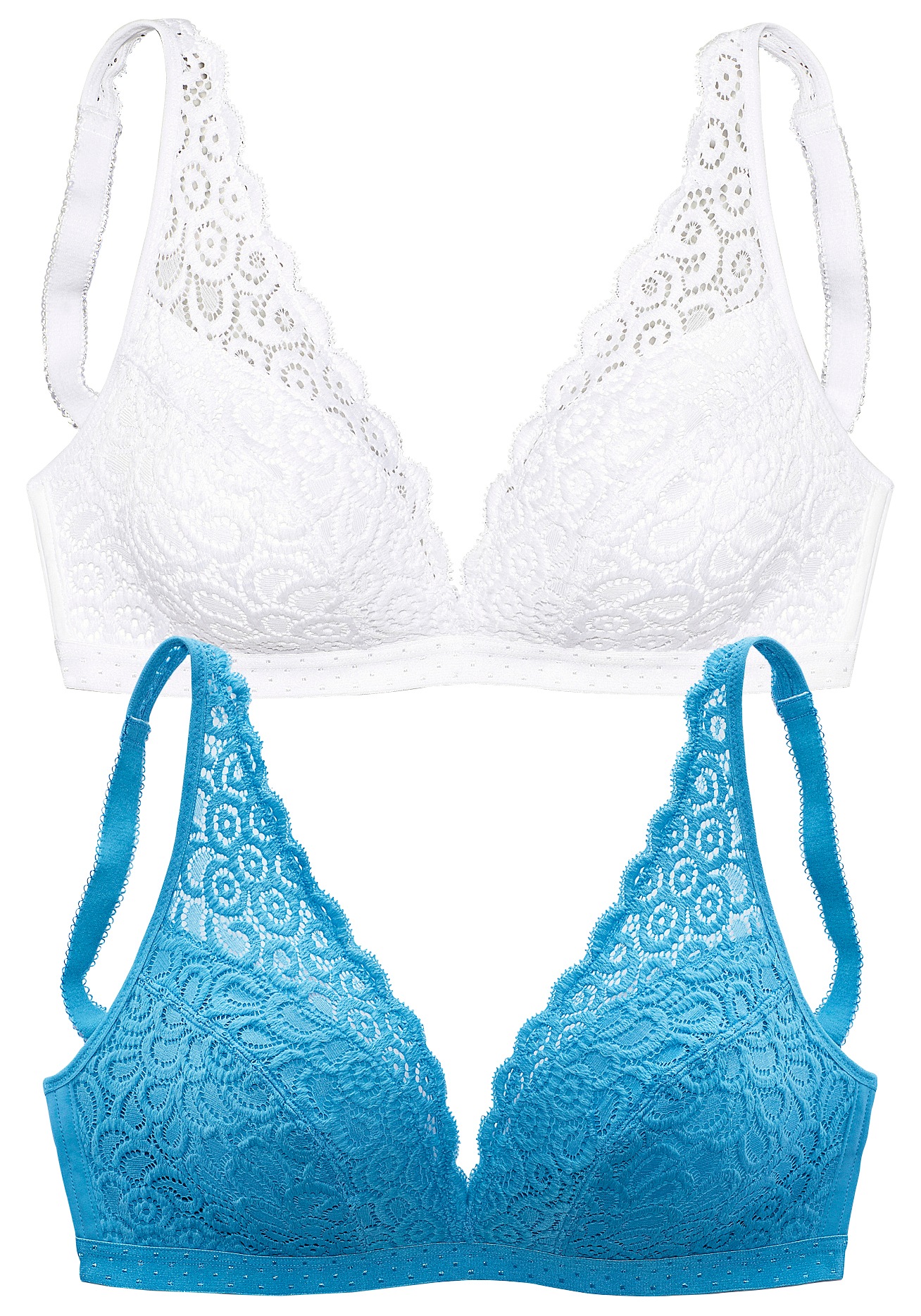 petite fleur Bralette-BH, (Packung, 2 Stück), ohne Bügel aus Spitze, Dessous