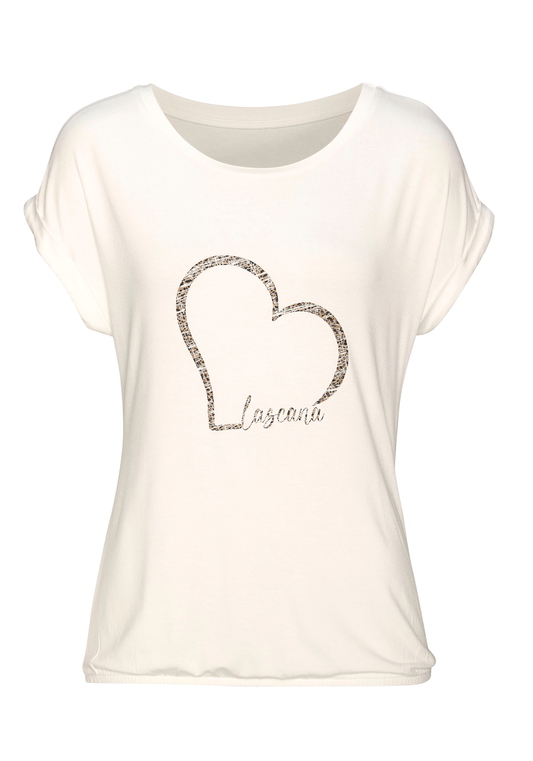 LASCANA T-Shirt, Shirt mit Logo-Print aus Viskosemischung