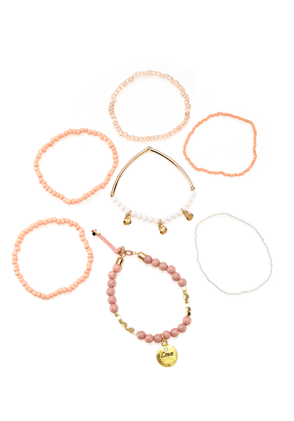 LASCANA Armketten Set »Perlenarmband Set«, elastisches Armband mit Anhänger, Armband Set