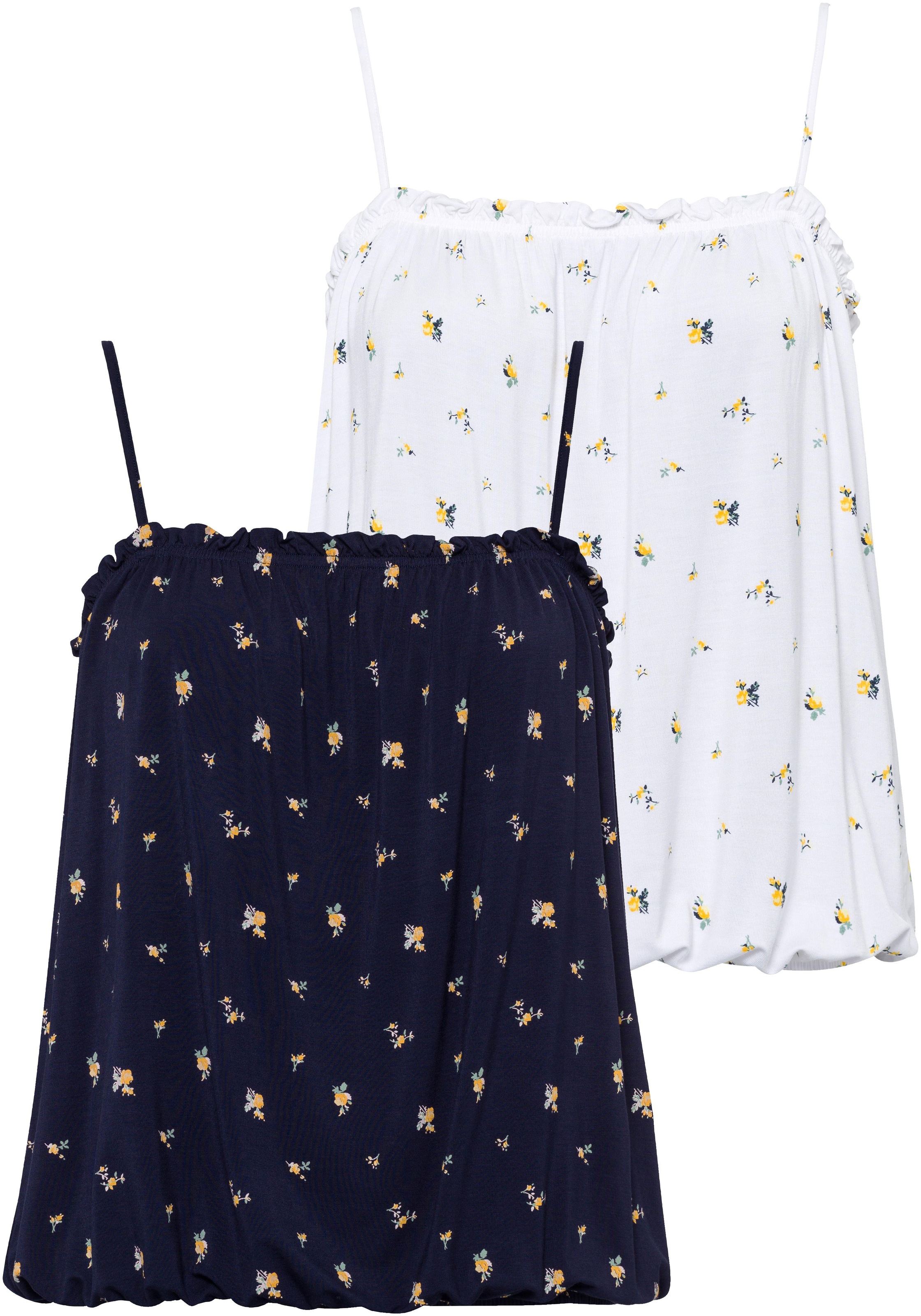 Image of Vivance Spaghettitop, (2er-Pack), Ausschnitt mit femininen Rüschen