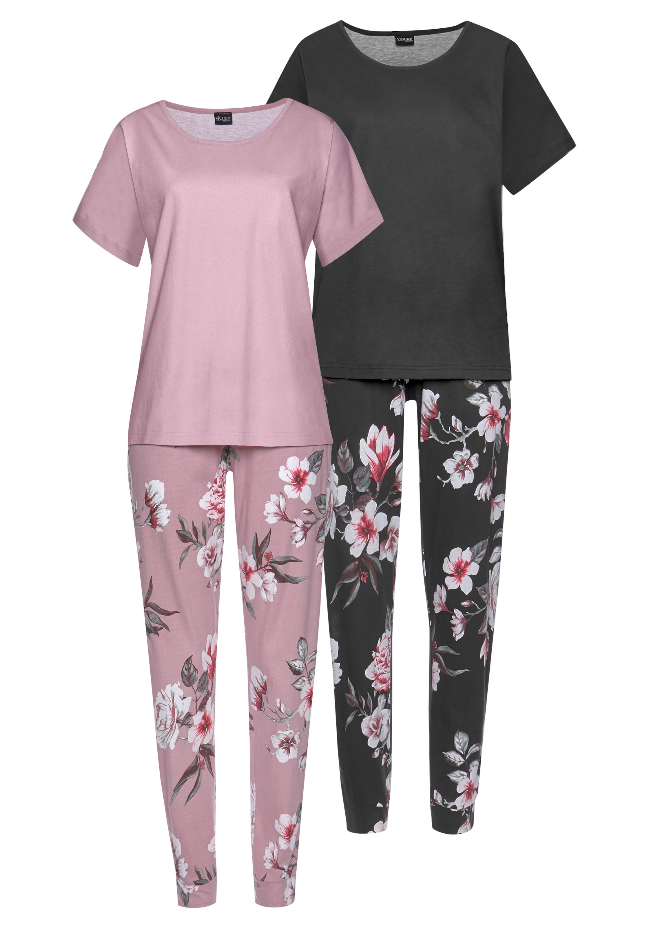Vivance Dreams Pyjama, (4 kaufen mit Bademode, 2 & » LASCANA Lingerie Blumendruck Stück), | tlg., Unterwäsche online