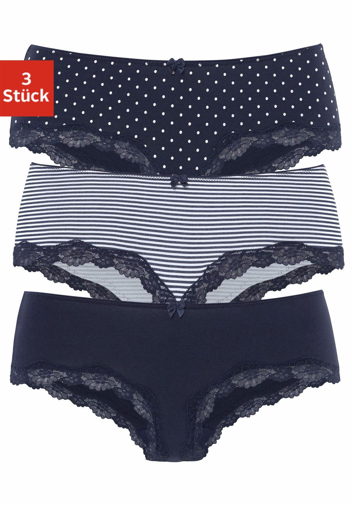 er kleiner  günstig Kaufen-LASCANA Panty, (Packung, 3 St.). LASCANA Panty, (Packung, 3 St.) <![CDATA[Lascana Hipster im 3er-Pack. Mit kleiner Zierschleife vorn. Zarte Spitze am Beinausschnitt. Aus weicher Baumwoll-Stretch-Qualität.]]>. 