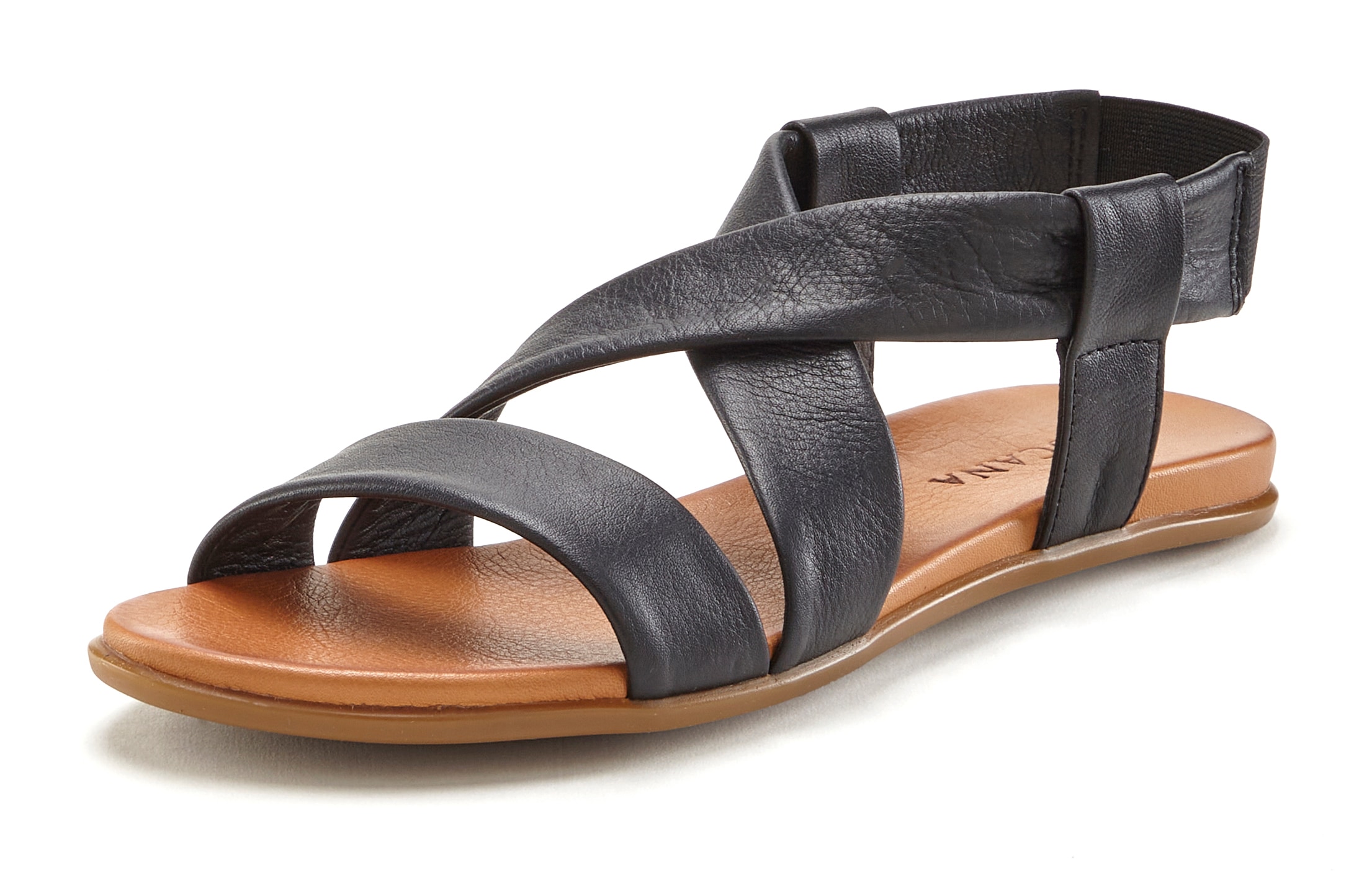 LASCANA Sandale, aus Leder mit raffinierten Riemchen, Sandalette, Sommerschuh