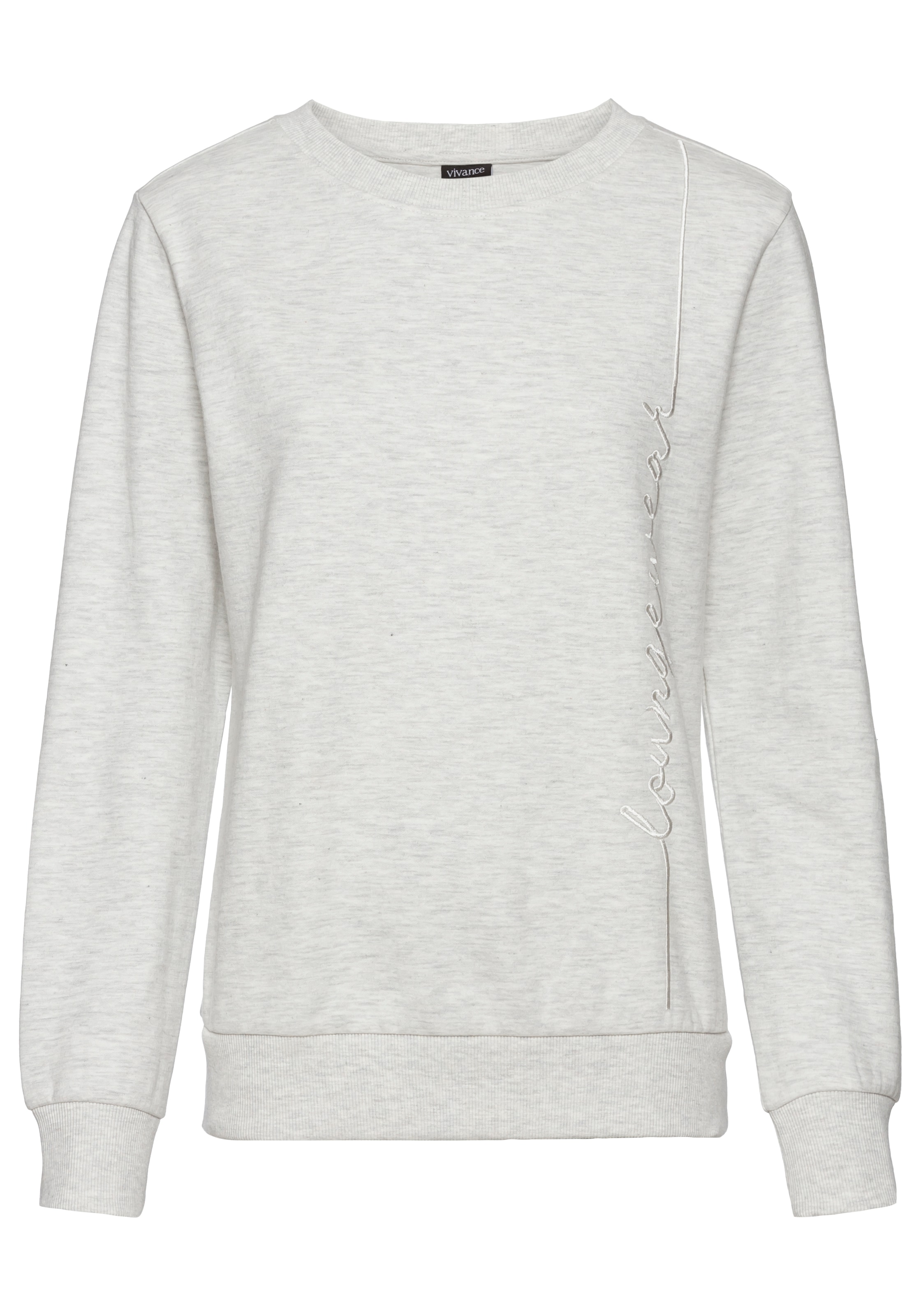 Vivance Longsweatshirt, mit Loungewear Stickerei, Loungeshirt