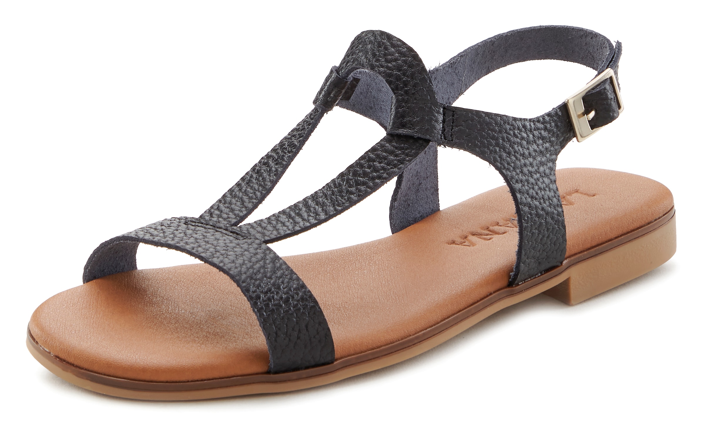 LASCANA Sandale, Sandalette, Sommerschuh aus hochwertigem Leder im Metallic-Look