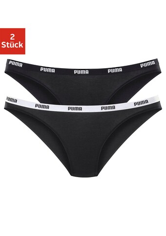 PUMA Bikinislip »Iconic«, (2er-Pack), mit schmalem Logo-Webbündchen
