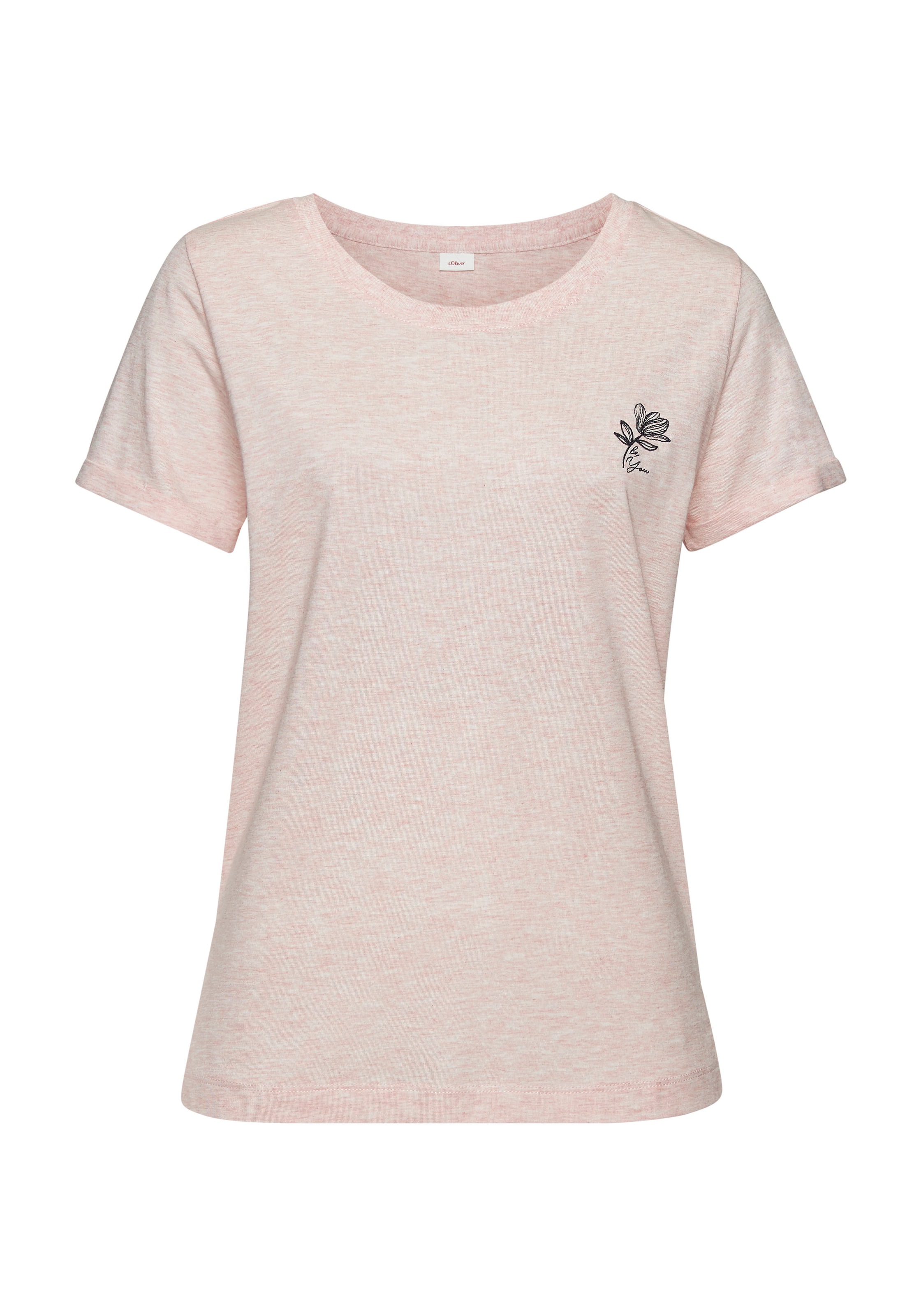 s.Oliver T-Shirt, mit kleiner Blumen-Stickerei