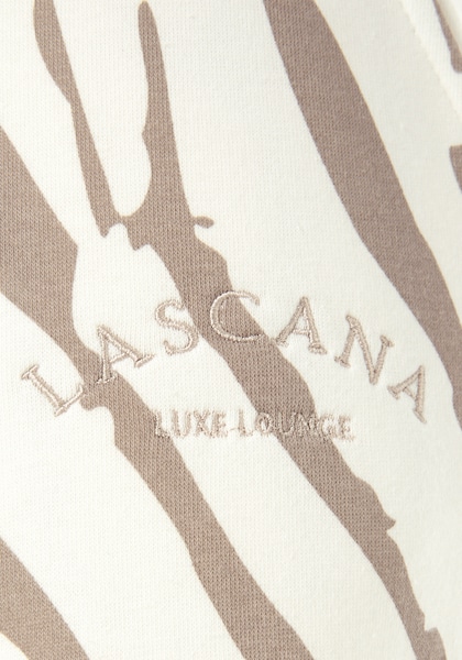 LASCANA Relaxshorts »-Kurze Hose mit Zebradruck,«, seitlichen Taschen und Logostickerei, Loungewear, Loungeanzug