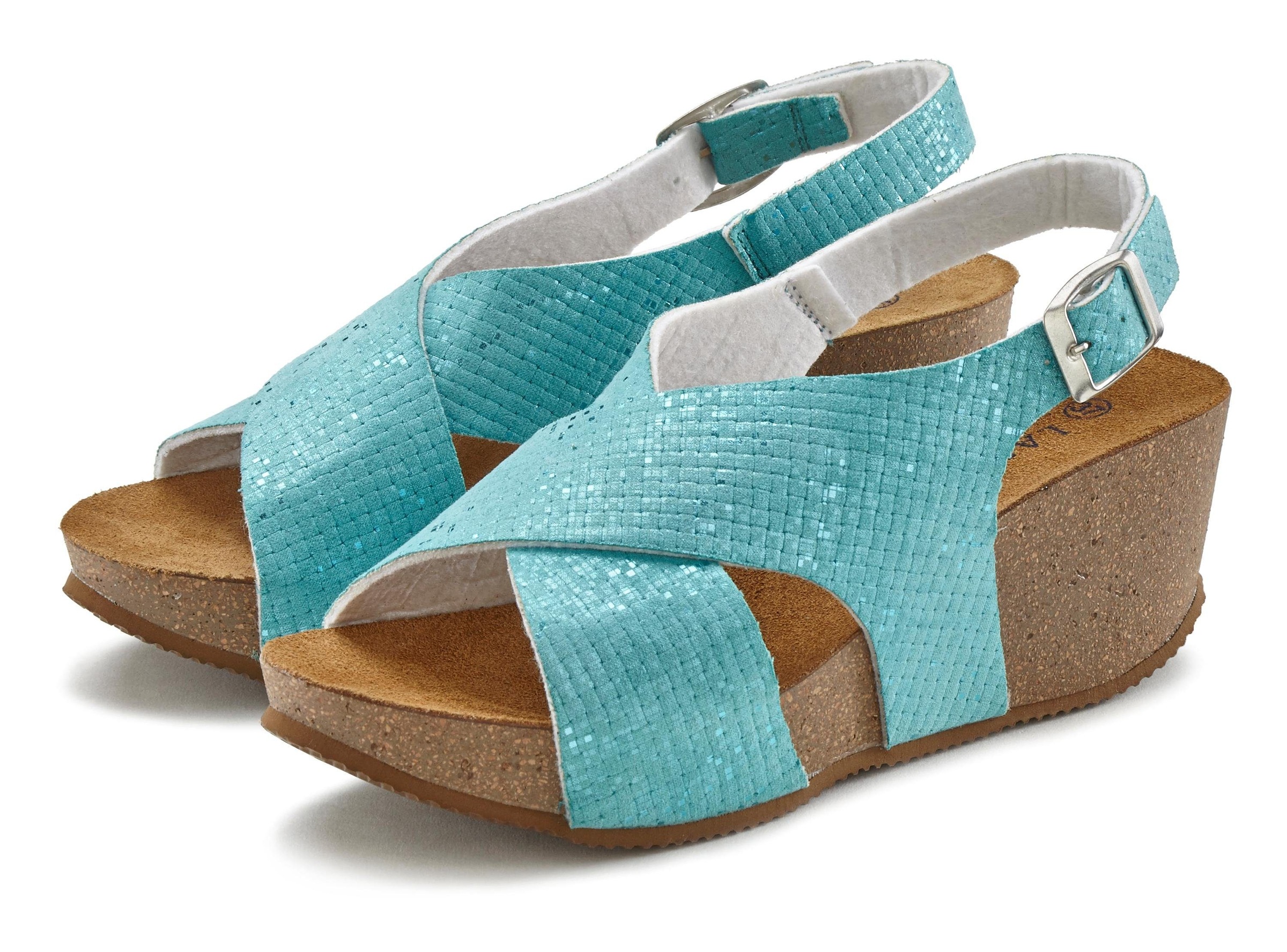 LASCANA Sandalette, Sommerschuh mit Keilabsatz und Korkfussbett