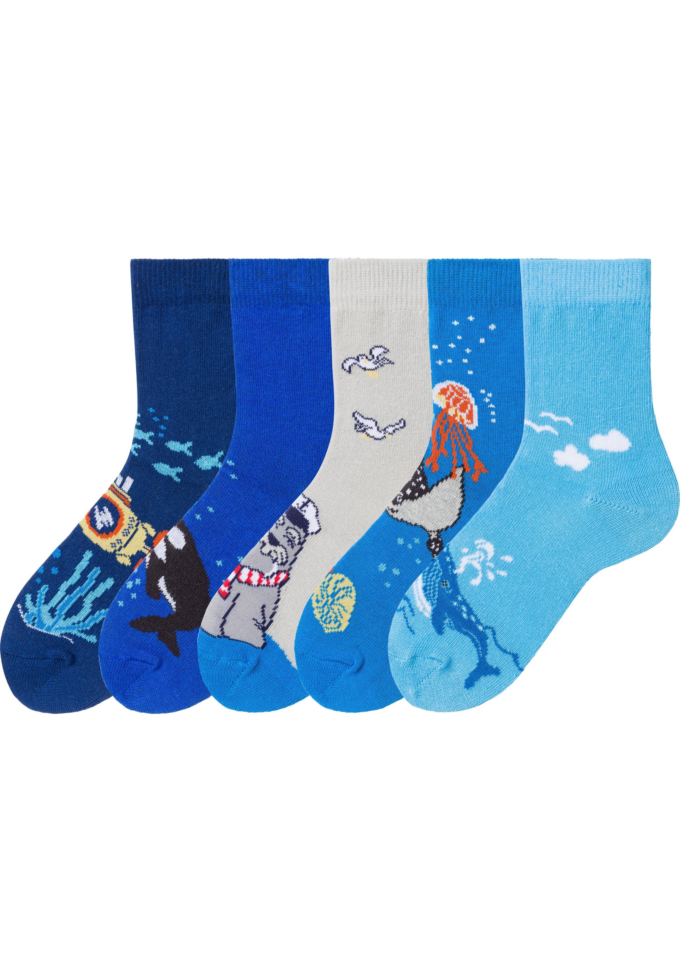 Arizona Socken, (5 Paar), mit Meeresmotiven