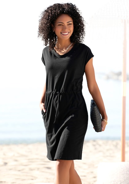 Beachtime Jerseykleid, mit Tunnelzug und Taschen, Sommerkleid aus Baumwoll-Mix