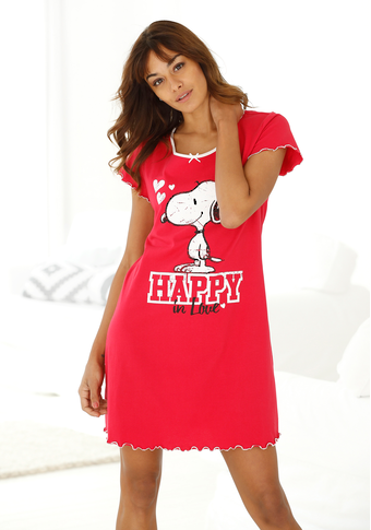 Peanuts Nachthemd, mit Snoopy Print und Kräuselsäumen